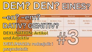 DEM DEN EINES  Deklinacja rodzajnik i przymiotnik Gramatyka niemiecka ĆWICZENIA A2 odc 3 [upl. by Germana]