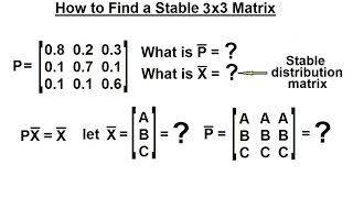 Prob amp Stats  Markov Chains 15 of 38 How to Find a Stable 3x3 Matrix [upl. by Ayila]