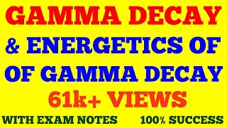 GAMMA DECAY  ENERGETICS OF GAMMA DECAY  GAMMA DECAY AND ENERGETICS OF GAMMA DECAY  EXAM NOTES [upl. by Yadsendew]