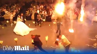 Shocking new Iraq wedding drone footage showing moment venue set ablaze [upl. by Tnomad]