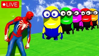 GTA 5  RED SPIDERMAN VS RED MINION VS GREEN MINION  Spiderman Funny Moments [upl. by Orodoet]