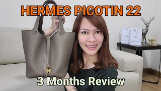 Review after using for 3 months HERMES Picotin 22  Wear amp Tear  Love it  Water resist [upl. by Gaal536]