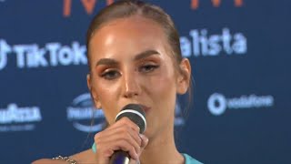 Andromache sings quotElaquot acapella LIVE from the Press Conference  Eurovision 2022 Cyprus🇨🇾 [upl. by Muldon]