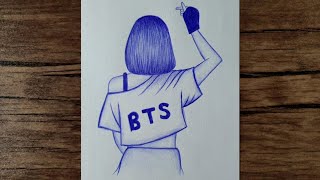 BTS drawing tutorial step by step  easy pen drawings  beginners drawing [upl. by Azila636]