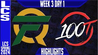 100 vs FLY Highlights  LCS Spring 2024 Week 3 Day 1  100 Thieves vs FlyQuest [upl. by Aunson]