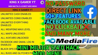 Mini militia 540 hack MOD menuNo passwordMediafire linkDirect linkkingxgameryt4596 [upl. by Aikram]