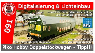 Piko Hobby Dosto Digitalisierung Decodereinbau Licht  LED Kondensator Stromführende Kupplung [upl. by Itsirc]