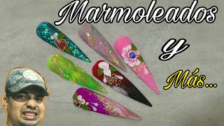 UÑAS Marmoleadas con ACRÍLICOefecto marmol nail art Tendencia 20182019 [upl. by Otrebla]