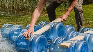 Crafting a DIY Water Bottle Boat Fleet  Backyard Project [upl. by Borrell]