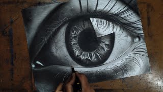 Hyper Realistic Eye Drawing  Charcoal  Drawing For Beginners [upl. by Algy175]