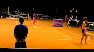 Tsvetana Pironkova vs Bethanie MattekSands service amp return game  Porsche Tennis Grand Prix 2015 [upl. by Gine691]