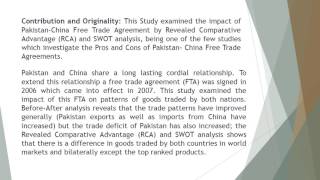 SWOT Analysis of Pakistan China Free Trade Agreement Pros and ConsIJASS 71 45 53 [upl. by Tomchay]