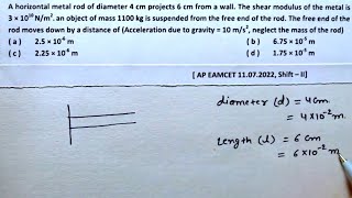 Elasticity  Physics  Class 11  Pyq  mechanical properties of solids A horizontal metalNeetJee [upl. by Nivlek951]