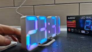 Unboxing and review of AURIOL clock Digital RGB LED clock from Lidl LED wall and desk clock [upl. by Aierdna917]