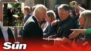 King Charles meets crowds and visits floral tributes at Holyrood Palace [upl. by Thrift173]