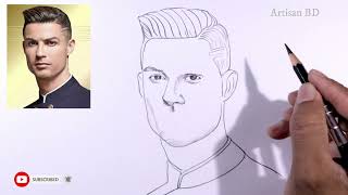 Cristiano Ronaldo Portrait Drawing  Draw Cr7 Football Player From Portugal [upl. by Halyahs]