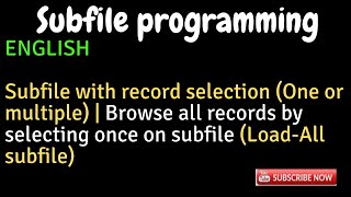 IBM i  Subfile with record selection RPG subfile example with record selection [upl. by Dhar]