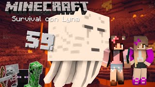 ¡Luchando contra Ghasts con Mel  Minecraft Survival con Lyna 59 [upl. by Amyaj]