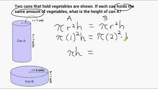 Height Of A Cylinder Word Problem [upl. by Eelrac]