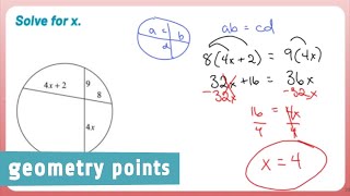 Geometry Points Finding Chord Measurements of Intersecting Chords Example 2 [upl. by Wu468]