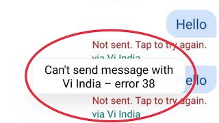 How To Fix Cant send message with Vi India  error 38 problem solve in Android [upl. by Archibold504]