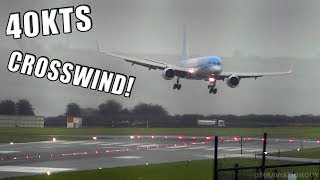 TUI Boeing 757 Comes into Land SIDEWAYS in 40 KNOT CROSSWIND at Bristol Airport During a STORM [upl. by Vittoria301]