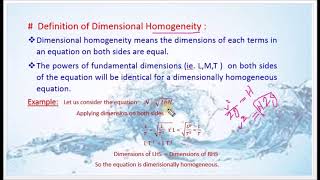 Define Dimensional Homogeneity  M305 Fluid Mechanics in Tamil [upl. by Klingel900]