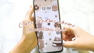 Cute Aesthetic phone theme for free  Xiaomi Redmi 🐻🍪 [upl. by Lledualc862]