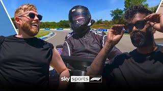 Damon Hill takes on Rob and Romesh in HILARIOUS GoKart race 😂  Rob amp Romesh vs F1 [upl. by Odella]