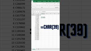 How to add Single Quotes in excel shots exceltricks [upl. by Nosremaj]