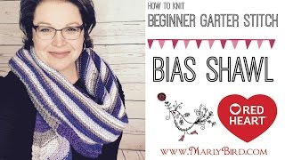 Easy Beginner Garter Stitch Bias Shawl Video 2 of 2 [upl. by Kay495]