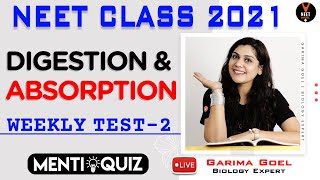 Digestion and Absorption MCQ  Biology Class 11  NEET 2021 Preparation  NEET Biology  Garima Goel [upl. by Frances]