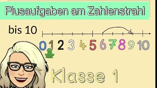 Plusaufgaben am Zahlenstrahl  bis 10  Einführung  Klasse 1 [upl. by Ahsieki]