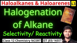 Halogenation of Alkane  Reactivity Selectivity  Haloalkanes amp Haloarenes L3 [upl. by Beach]