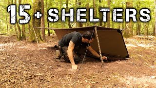 15 Shelters with a Tarp  Camping amp Bushcraft [upl. by Enneira]