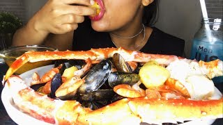 ASMR SEAFOOD BOIL┃SAVAGE EATING SOUNDS┃킹크랩 [upl. by Tteve]