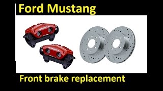 How to change your Front Disc brakes Mach 1 SVT Cobra Bullitt Mustang Dual Piston [upl. by Gnuh500]