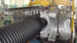 Production of corrugated plastic pipes on HD 1200 by DROSSBACH GIGAIPE type [upl. by Ardekahs]