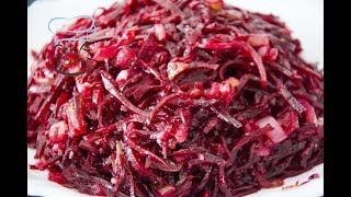 Rote Bete Salat  Rezept  Mit Zwiebeln [upl. by Strohl]