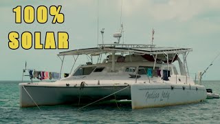 100 Solar Electric Catamaran Interview with owners from Indigo Lady [upl. by Siseneg]