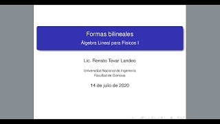 Clase 13 Formas bilineales [upl. by Hgielar]