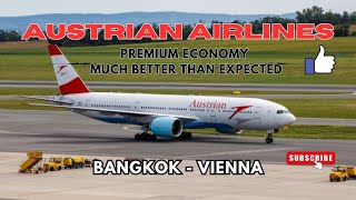 Austrian Airlines Premium Economy  BKK  VIE  MUCH Better Than Expected [upl. by Leclair]