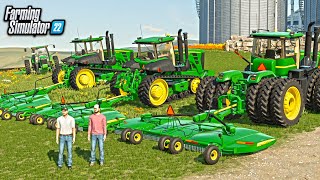 MOWING THE FARM WITH 4 BATWING MOWERS BIG TIME FARMER SERIES  FARMING SIMULATOR 22 [upl. by Akeemahs]