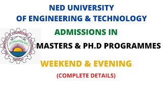 NED University Postgraduate Admission 2022 [upl. by Mihe]