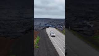 After a recent volcanic eruption the main highway that leads to the Icelandic town of Grindavik [upl. by Nayt588]