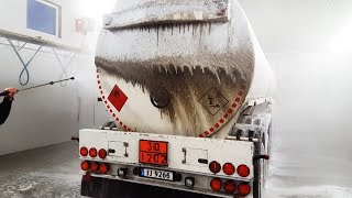 Cleaning a dirty tanker truck with Nerta Super Wash [upl. by Aynekat]