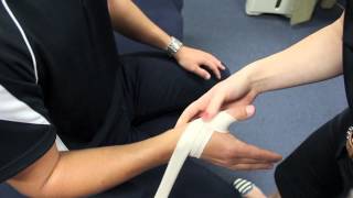 How to tape a thumb for sports  Presented by Pivotal Motion Physiotherapy [upl. by Corabella]