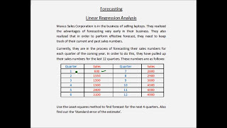 Forecasting  Linear regression  Example 1  Part 1 [upl. by Chretien]