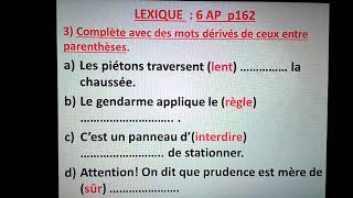 Lexique  suffixespréfixes et synonymes 6 AP p 162 [upl. by Harahs906]