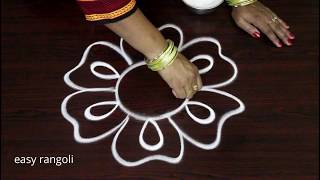 Simple Beginners Freehand Kolam Designs  easy rangoli  Muggulu without dots [upl. by Euqirne]